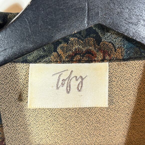 Vintage Floral Blazer, 1980s Jewel Tone Print Jacket Black Green Burgundy 12 USA - Picture 8 of 10